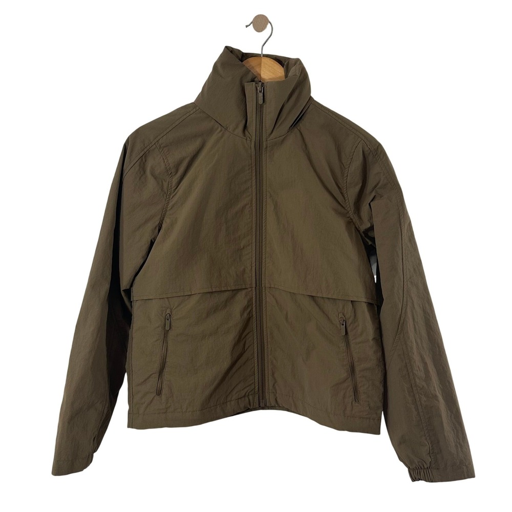 Quince Womens Water Repellent Nylon Windbreaker Hoodie Jacket Olive XS Outdoor - Picture 2 of 12